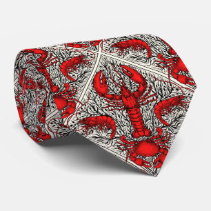 Cravate Crustacés en rouge, noir et ivoire