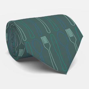 Cravate Cuillère à fourche de couteau bleu turquoise Chef 