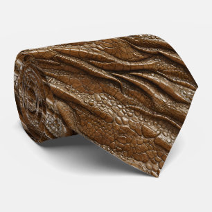 Cravate Cuir de crocodile d'alligator marron dragon serpen
