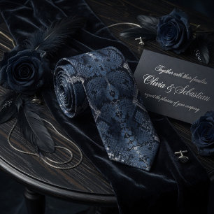 Cravate Cuir de serpent Python Bleu Minuit