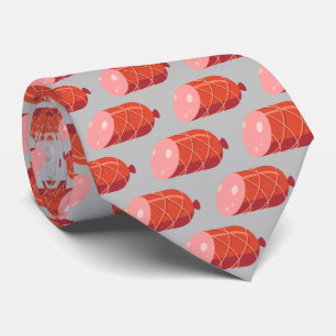 Cravate Cuisine motif carrelée de salami
