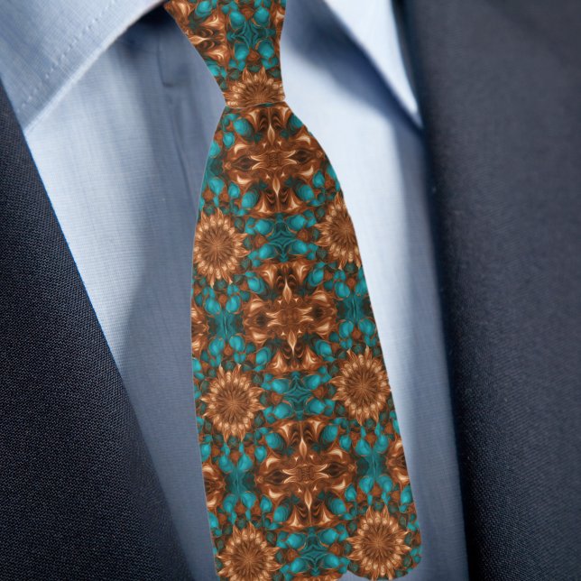 Cravate Cuivre et Motif Turquois (Créateur téléchargé)