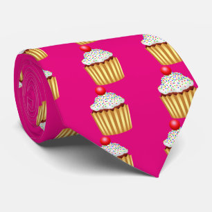 Cravate Cupcake avec arroses et cerise sur le dessus