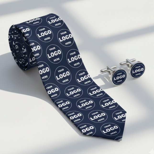 Cravate Custom Logo Navy Blue Tie - Professional Branded  (Custom Logo Navy Blue Tie - Professional Branded Neck Tie)