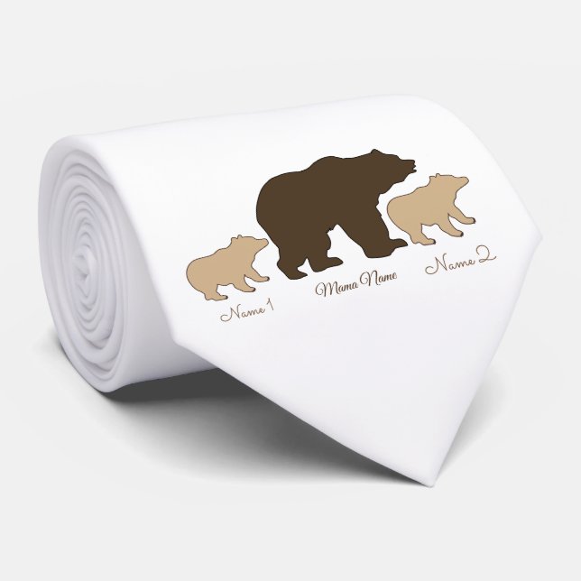 Cravate Custom Mama Bear With 2 Kid Names Mothers Day Gift (Roulé)