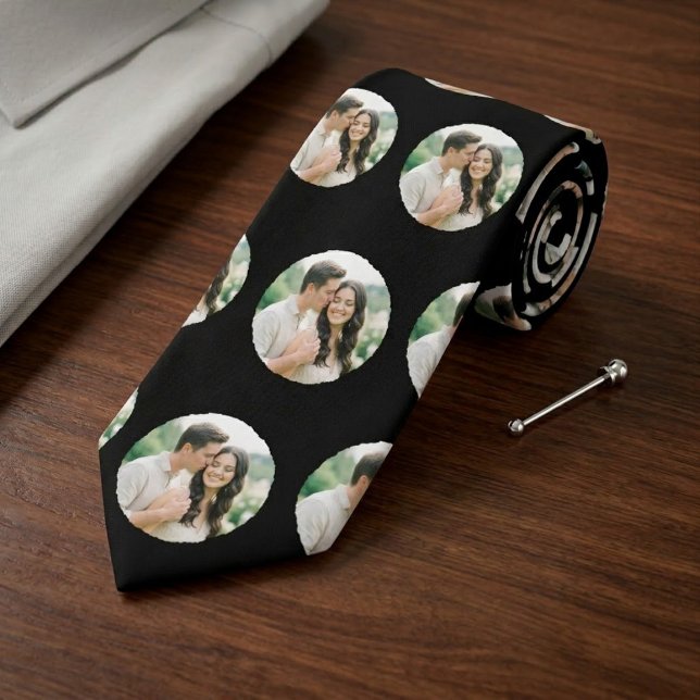 Cravate Custom Photo Pattern Wedding Tie, Personalised  (Créateur téléchargé)