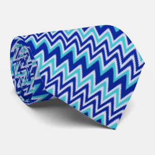 Cravate Cute aqua bleu zigzag rayures