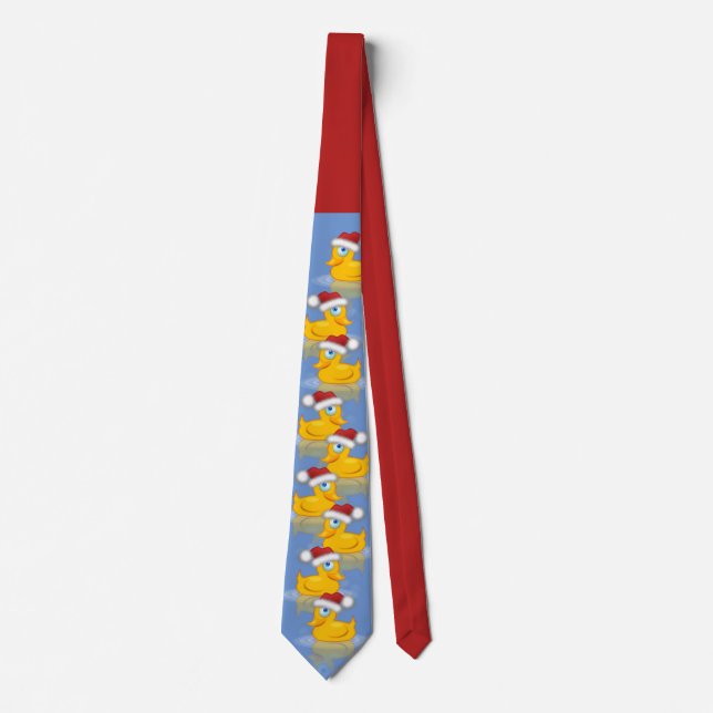 Cravate Cute Christmas Santa Claus Rubber Ducks Red Blue (Devant)