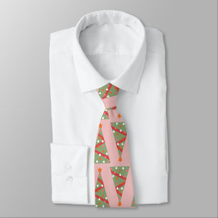 Cravate Cute Christmas Tree Holiday Pattern Pink Green Red