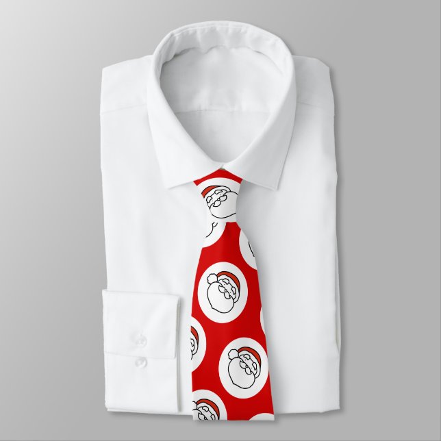 Cravate Cute Doodle Art Christmas Santa on Red (Attaché)