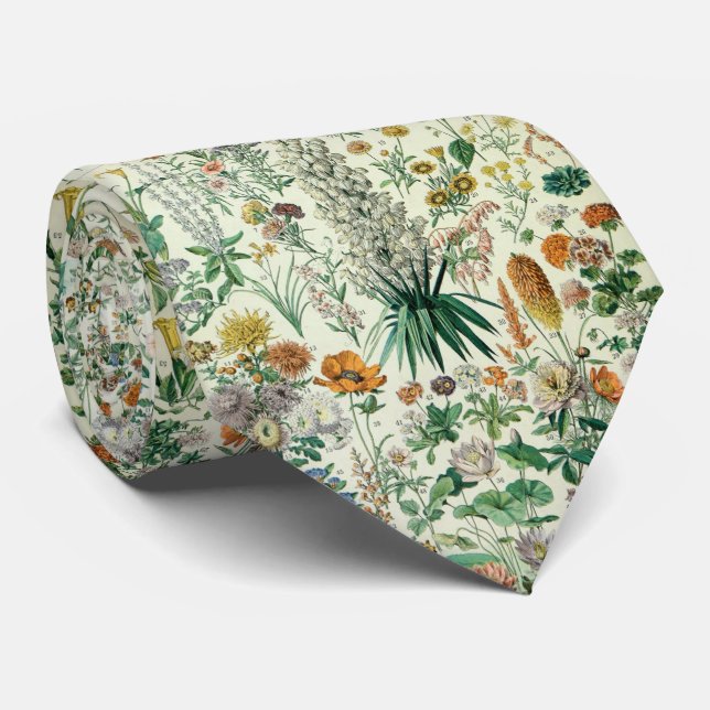 Cravate Cute Floral Botanical Drawing by Adolphe Millot (Roulé)