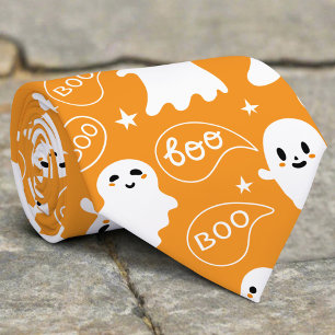 Cravate Cute Ghosts Boo Orange Halloween