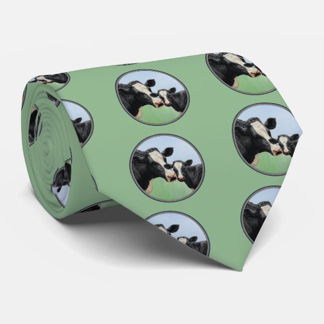 Cravate Cute Holstein veau et vache (Roulé)