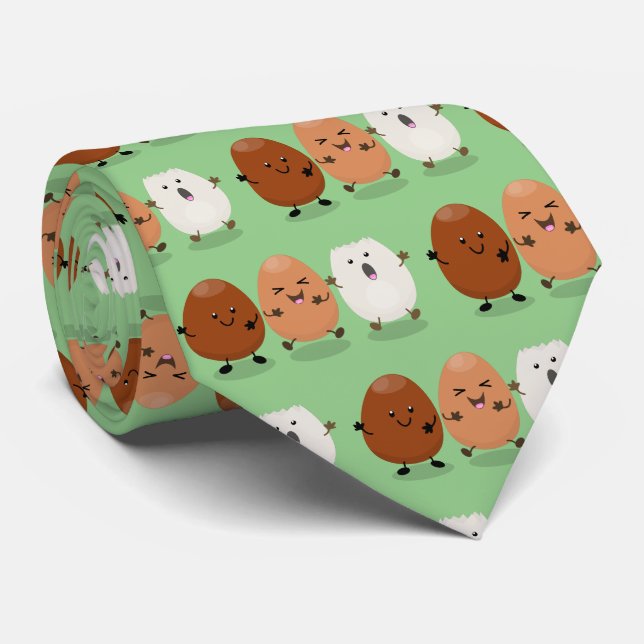 Cravate Cute kawaii oeufs humoristique dessin animé (Roulé)