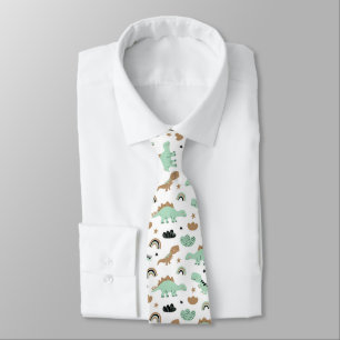Cravate Cute Mint Green Dinosaur Motif