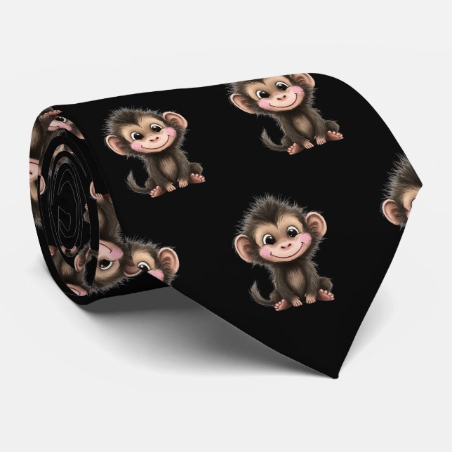 Cravate Cute Monkey Kawaii Neck Tie (Roulé)