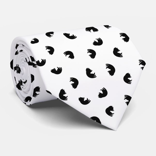 Cravate CUTE Motif de chat noir et blanc (Roulé)