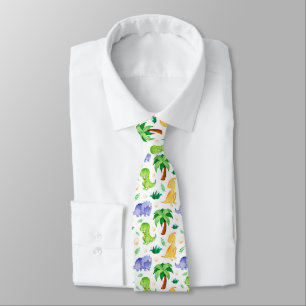 Cravate Cute Neon Aquarelle Dinosaur Motif