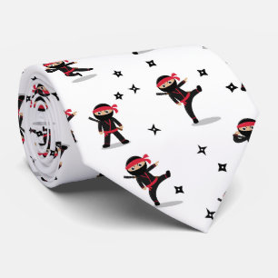 Cravate Cute Ninja Motif noir et rouge