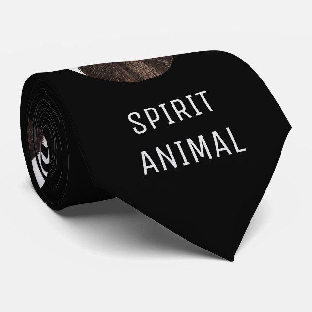 Cravate Cute Otter Motif animal spirituel sur le noir (Roulé)