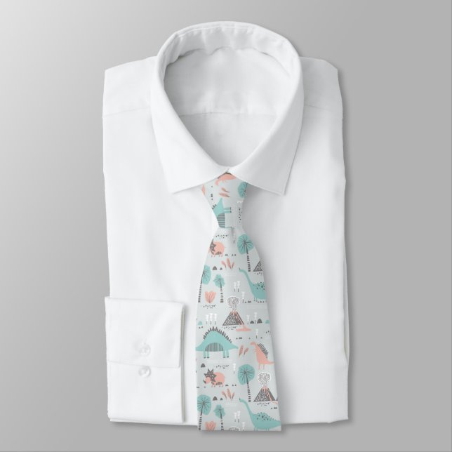 Cravate Cute Pastel Dinosaur Motif (Attaché)