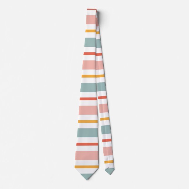 Cravate Cute Pastel Horizontal Stripes Boho Pink Teal Yell (Devant)