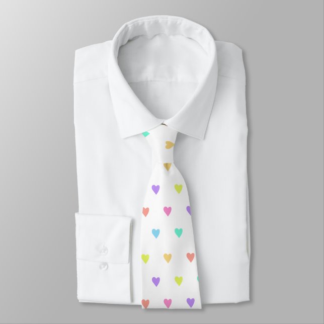 Cravate Cute Pastel Rainbow Hearts Motif (Attaché)