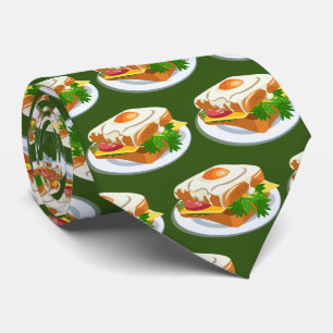 Cravate Cute Petit-déjeuner sandwich motif carrelé