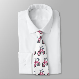 Cravate Cute pink kids bicycle cartoon illustration