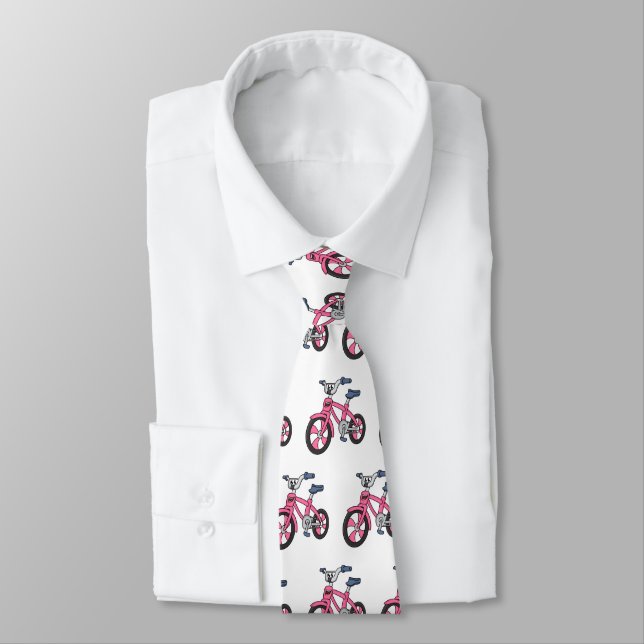Cravate Cute pink kids bicycle cartoon illustration (Attaché)