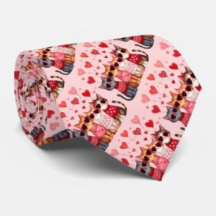 Cravate Cute Valentine Chats en Lunettes de soleil Coeur