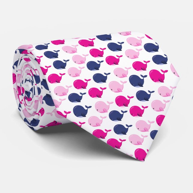 Cravate Cute Whales, Pattern of Whales, Sea Animals (Roulé)