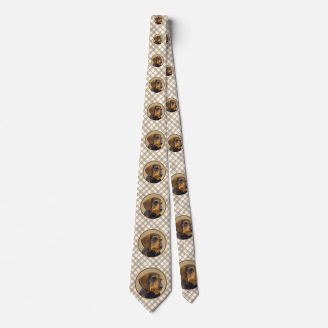 Cravate Dachshund (À poils durs) Peinture Chien Art origin (Devant)