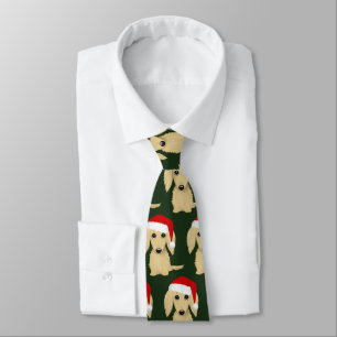 Cravate Dachshund Chien de Noël à poil long Crème Doxie 