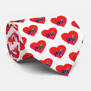 Cravate Dachshund Daxie Chien Red Valentine’s Day White Ne