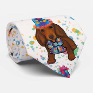 Cravate Dachshund roux à poil long     