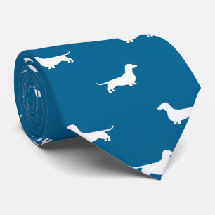 Cravate Dachshund Silhouettes Motif Wiener Chiens Bleu