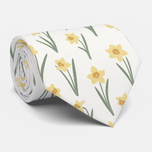 Cravate Daffodil Print Floral de printemps en jaune clair