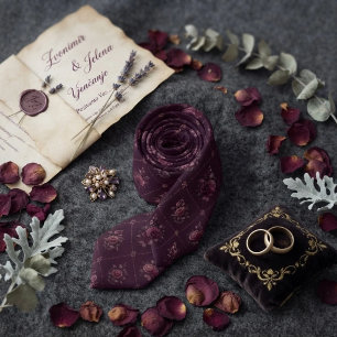 Cravate Dahlia Chintz Mauve Diamant Plum 