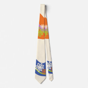 Cravate Daisy Groove Bleu, orange, violet, vert et crème