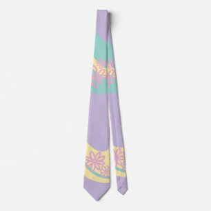 Cravate Daisy Groove Pastel Rose, Jaune, Violet & Vert