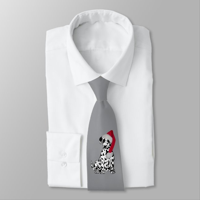 Cravate Dalmatien de Noël Gris (Attaché)