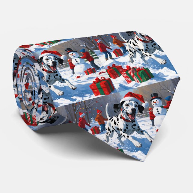 Cravate Dalmatienne coule dans la neige avec Casquette de  (Roulé)