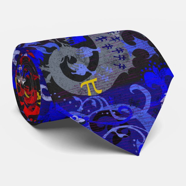 Cravate Damask polyamory Dragon dans Poly Pride Flag Color (Roulé)