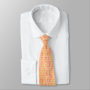 Cravate Damassé d'arabesque - jaune d'orange et de safran