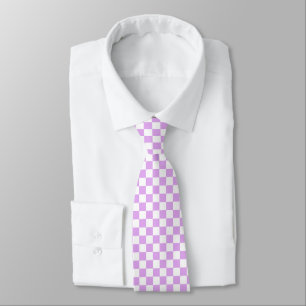 Cravate Damier lavande clair classique