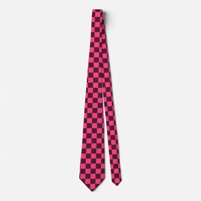 Cravate Damier rose et violet (Devant)