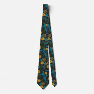 Cravate Dandelion motif floral noir ver