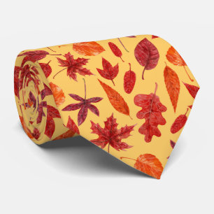 Cravate d'aquarelle des feuilles d'automne rouges
