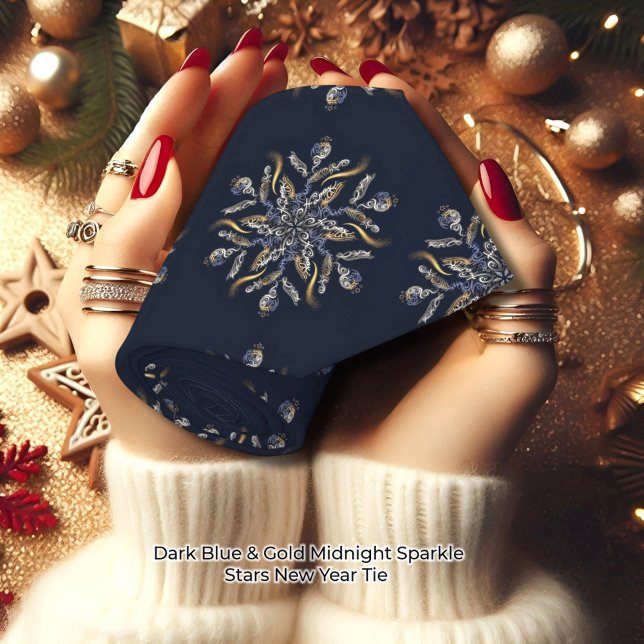 Cravate Dark Blue & Gold Midnight Sparkle Stars New Year  (Créateur téléchargé)